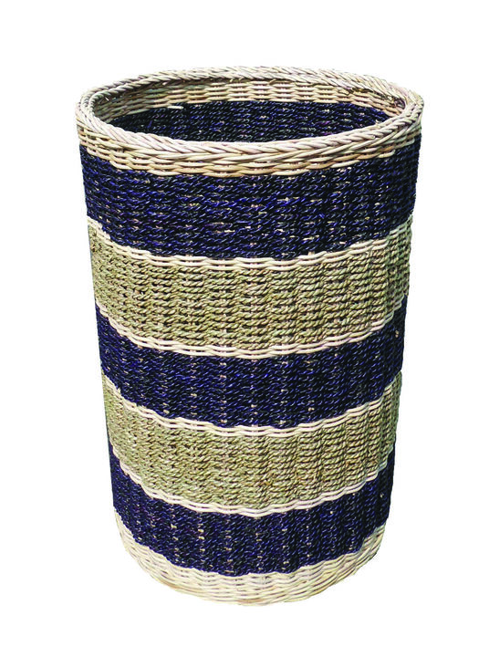 Abaca Stripe Round Tall Basket