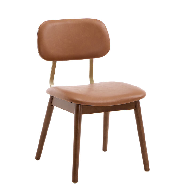 Nertek Mid‑Century Faux‑Leather Rubberwood Dining Chair image number 0