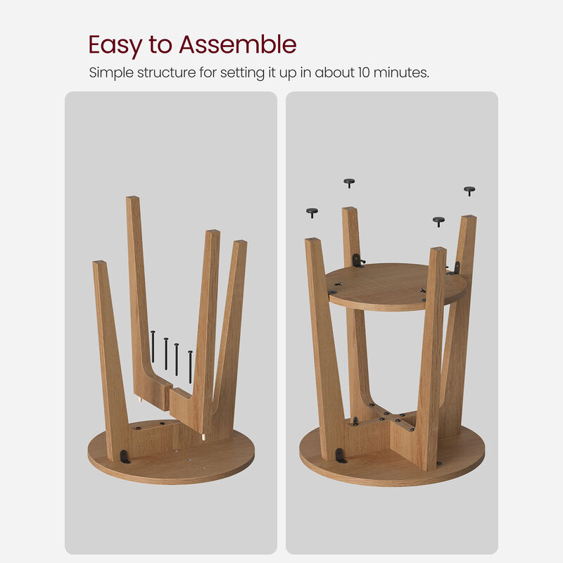 Minimalist Round End Table – Small Table with Lower Shelf for Sofa Side or Bedside Storage Needs