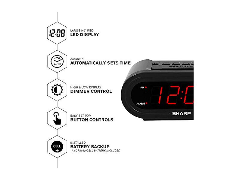Sharp Accuset Automatic Smart Alarm Self Wall Clock Red Bedroom Decor image number 1