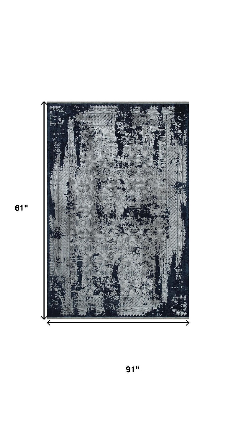 HomeRoots Abstract Distressed Area Rug With Fringe image number 3