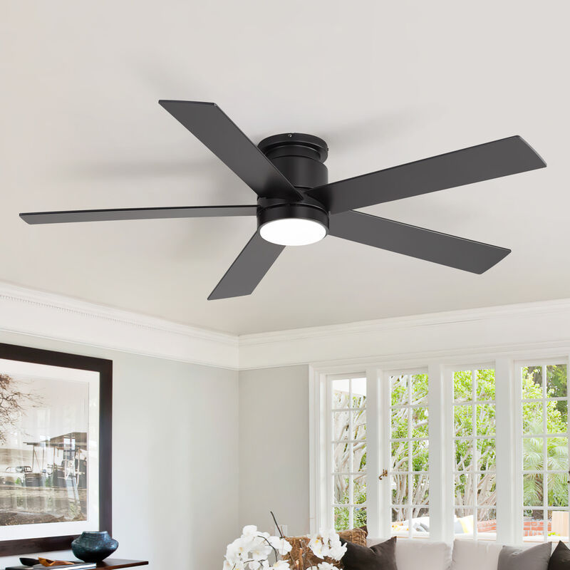 Breezary 52 Inch Low Profile LED Ceiling Fan with App Control, Remote, 5 Plywood Blades image number 8