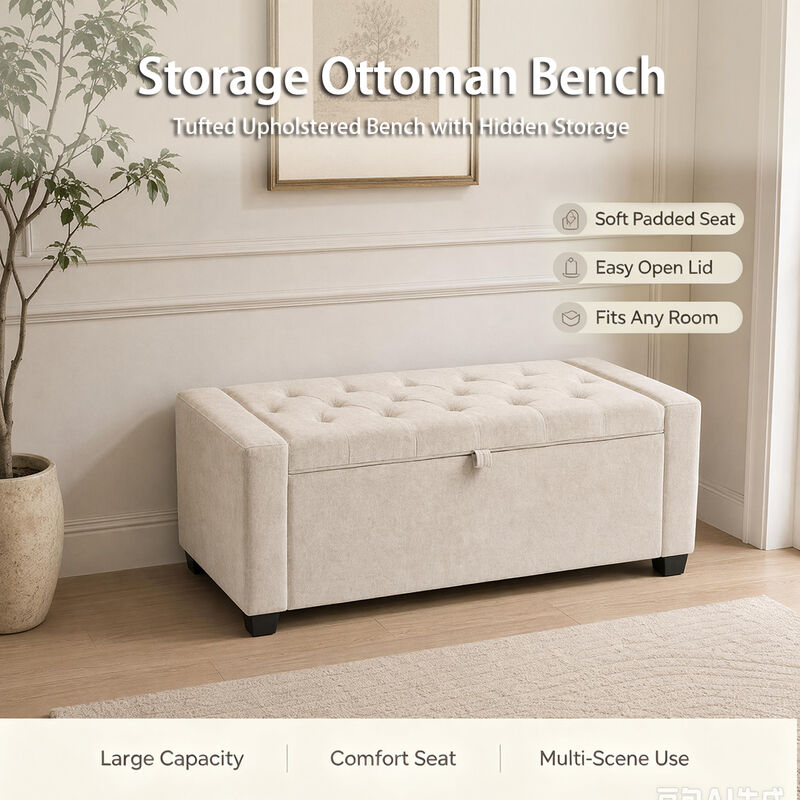 Ketcon Tufted Upholstered Storage Ottoman Bench image number 2