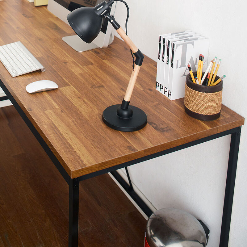 FC Design Klair Living Wood and Metal Corner Desk