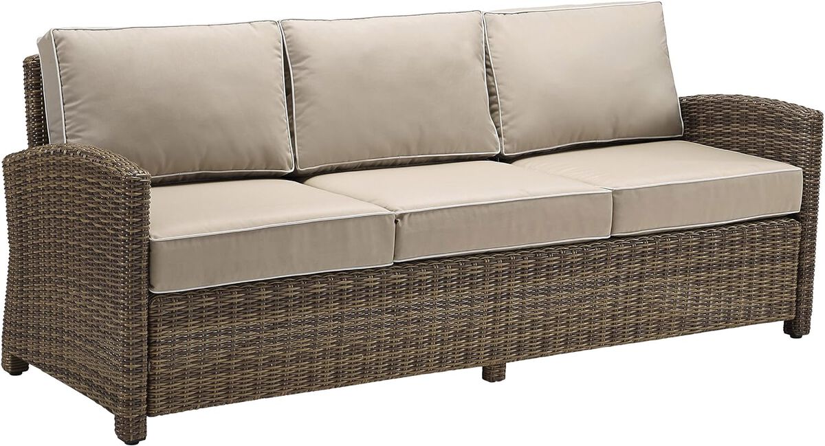 Crosley Furniture Bradenton Outdoor Wicker Sofa Sand/Weathered Brown
