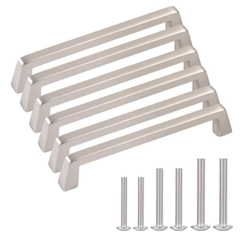 AOKENBAO 6-Pack 4-inch Matte Satin Nickel Cabinet Handles - Furniture Hardware Handles for Bathroom & Storage Cabinets - Center