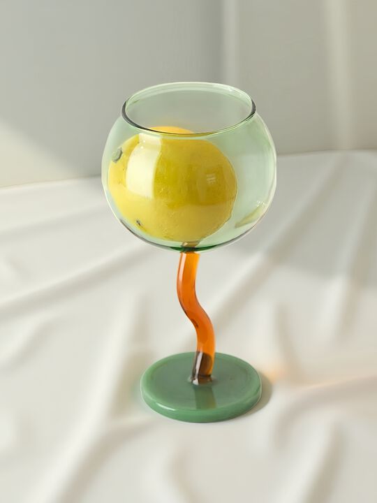 Handblown Bubble Wine Glass