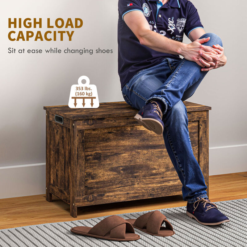 Storage Bench with Cushion, Multi-Functional Seat and Hidden Storage for Home