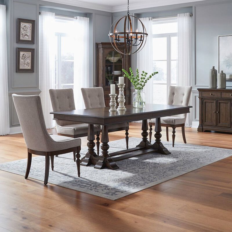 Liberty Furniture Arden Road Opt 5 Piece Dining Trestle Table Set - 4 Upholstered Chairs image number 3