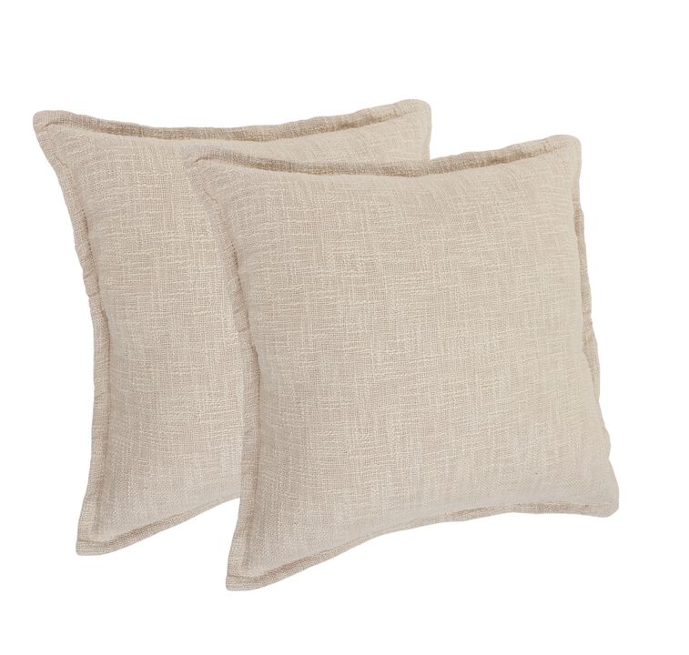 HomeRoots Set of Two 20" Beige Cotton Throw Pillows