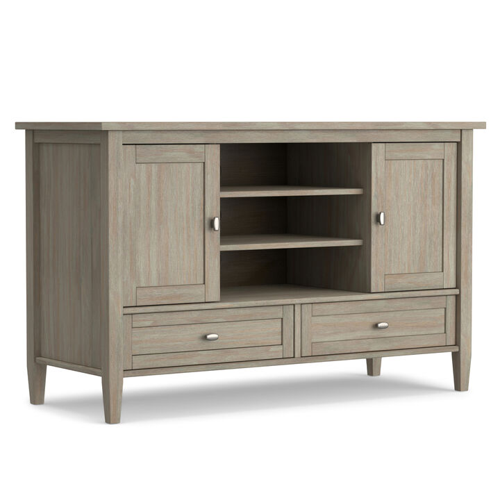 Warm Shaker SOLID WOOD 47 inch Wide Transitional TV Media Stand in Distressed Grey For TVs up to 50 inches
