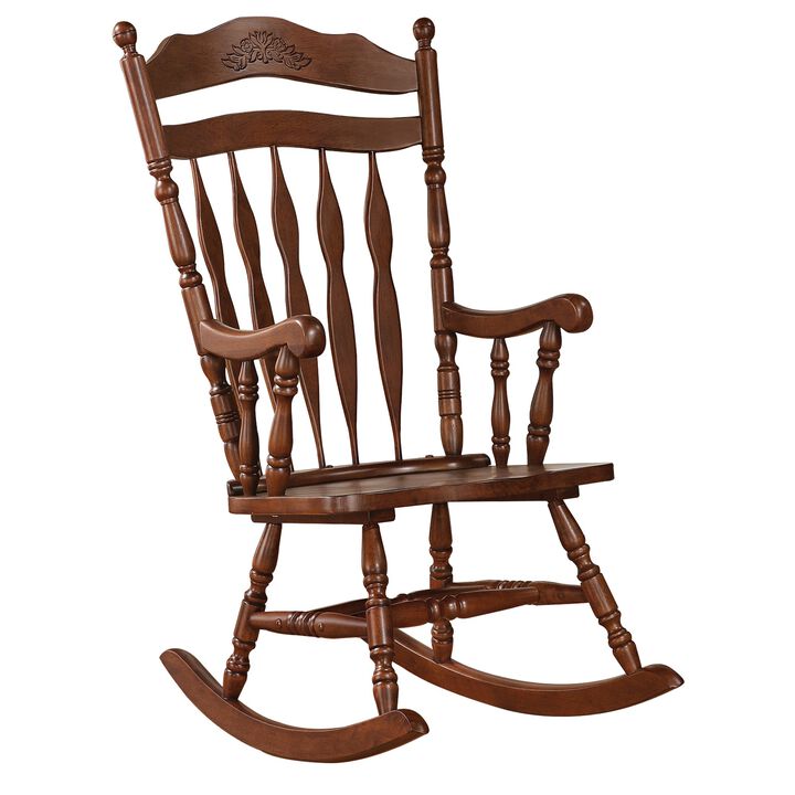 Traditional Nostalgia Arrow back Rocking Chair, Walnut - Benzara