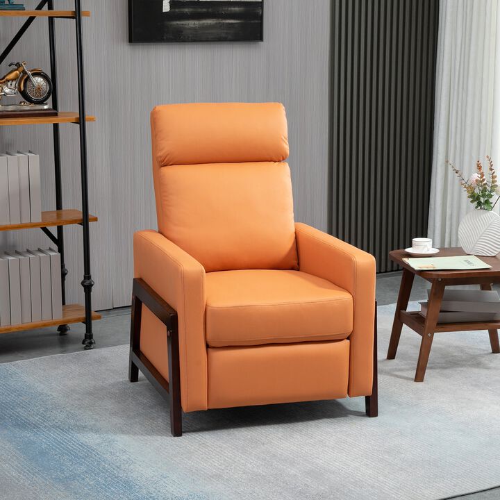 Manual Recliner Chair for Living Room Bedroom, Reclining Sofa Armchair with Footrest, Orange