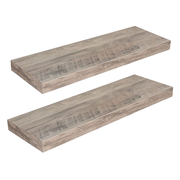 Wall-Mounted Shelf Set of 2, Modern Floating Shelves for Home Storage-Greige