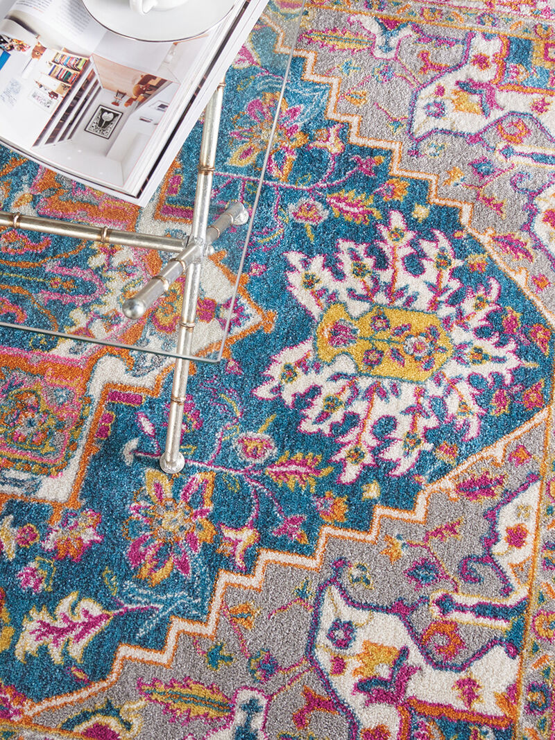 Passion PSN20 Teal/Multicolor 5' x Round Rug image number 9