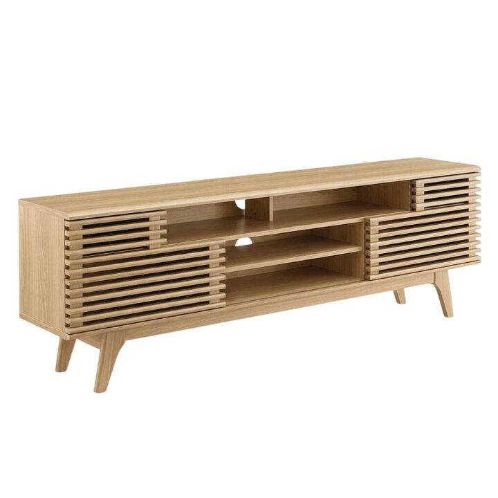 Brown Wood TV Console with Spacious Surface and Modern Design