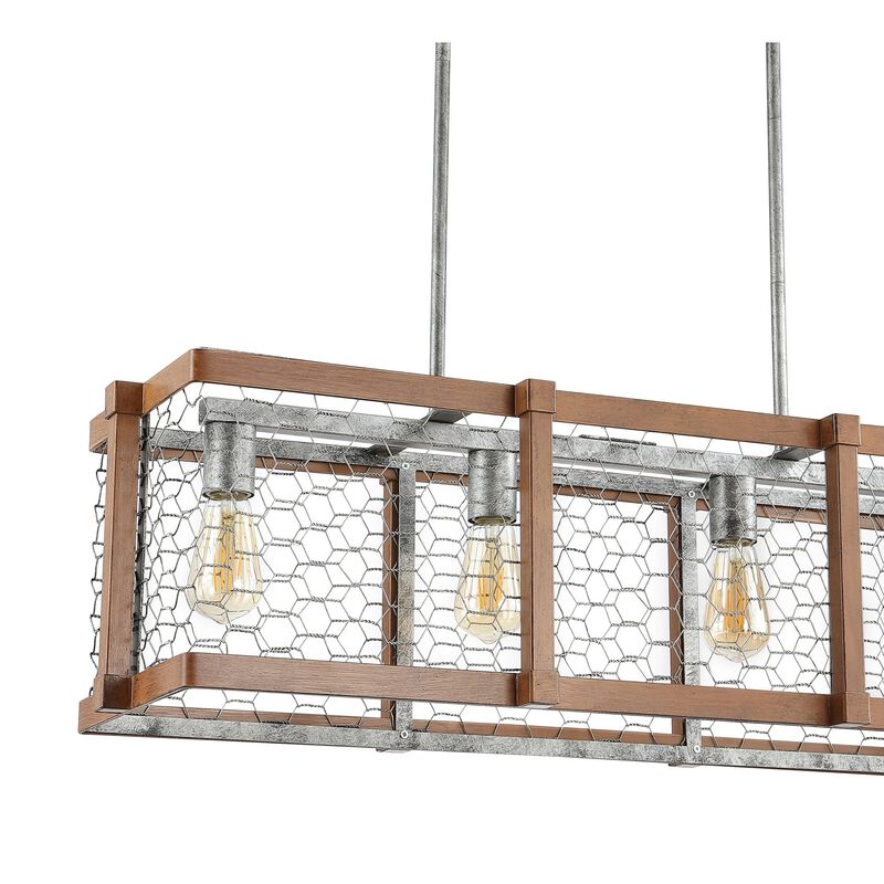 Gaines Linear 4-Light Adjustable Iron Rustic Industrial LED Pendant