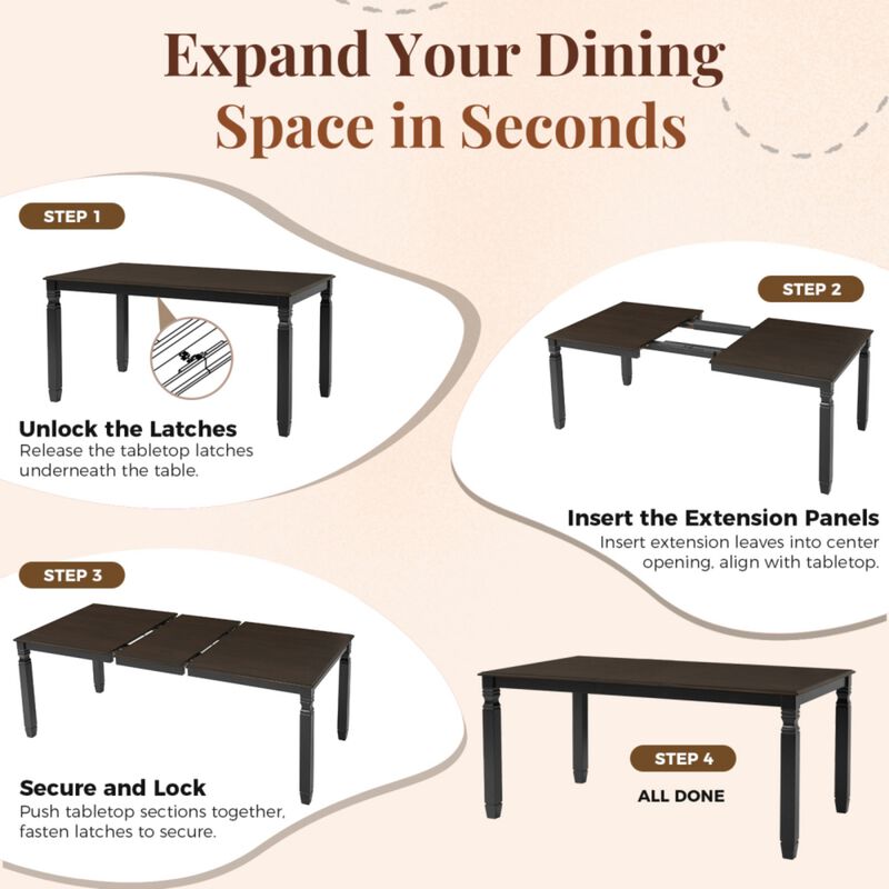 Jedtet Farmhouse 5‑Piece Extendable Dining Table Set image number 4