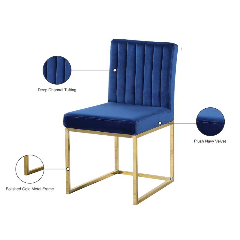 Meridian Furniture Giselle Navy Velvet Dining Chair, Set of 2