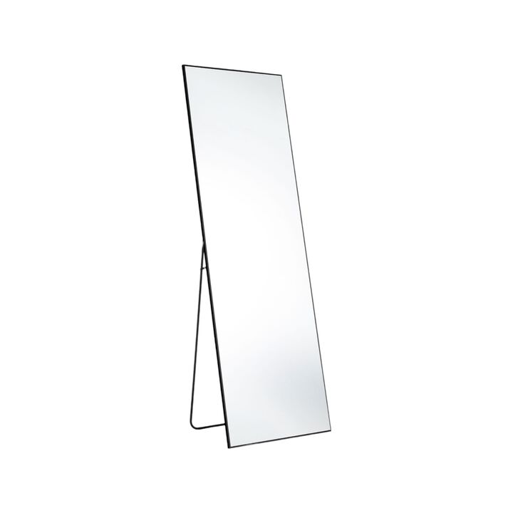 HomeRoots 63" Black Metal Freestanding and Wall Mount Framed Full Length Mirror