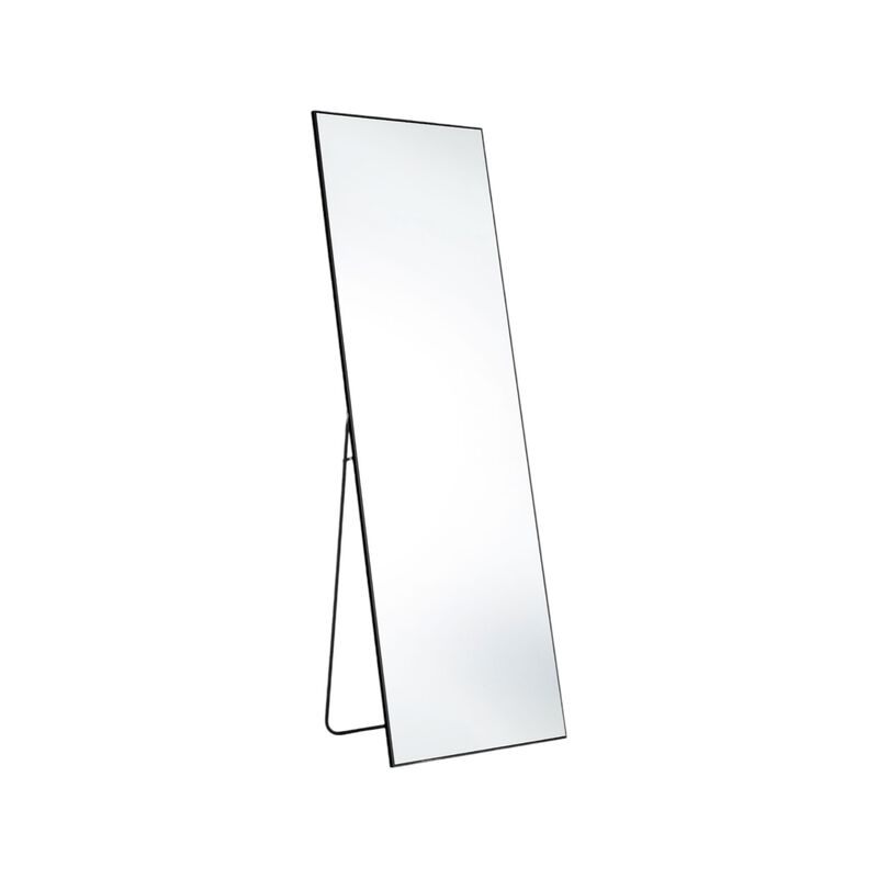 HomeRoots 63" Black Metal Freestanding and Wall Mount Framed Full Length Mirror image number 0
