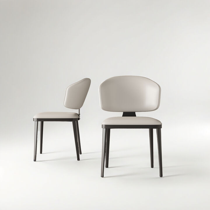 Leather Dining Chair with Metal Legs 2-piece 21.45" White