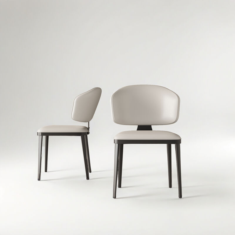 Leather Dining Chair with Metal Legs 2-piece 21.45" White