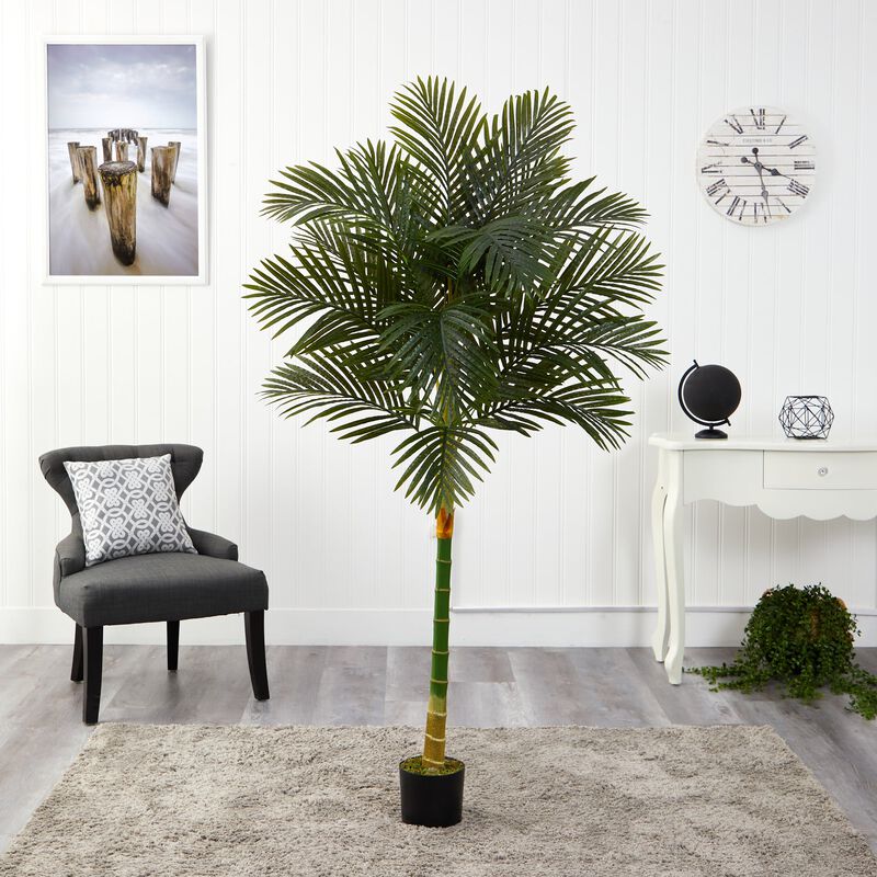 Hivvago 6 Feet Single Stalk Golden Cane Artificial Palm Tree
