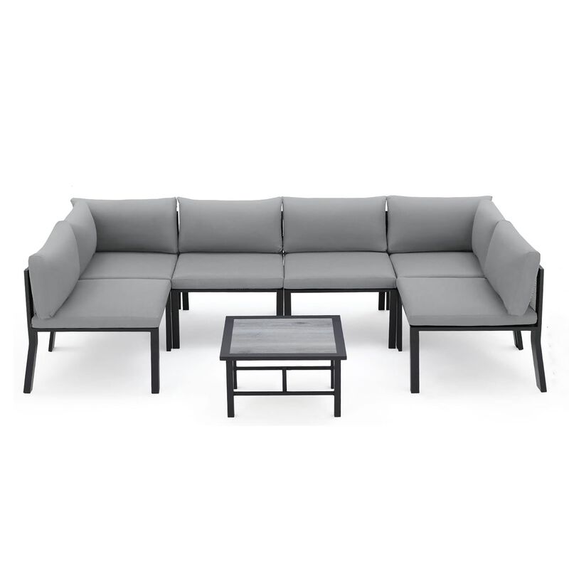 Mondawe 7 Pieces Metal Outdoor Furniture Sets Patio Sectional Sofa Garden Conversation Sets for Backyard,Balcony, Lawn, Garden image number 0