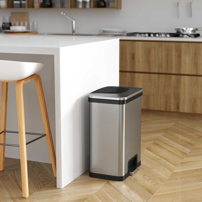 iTouchless 13 Gallon AutoStep Stainless Steel Pedal Sensor Trash Can