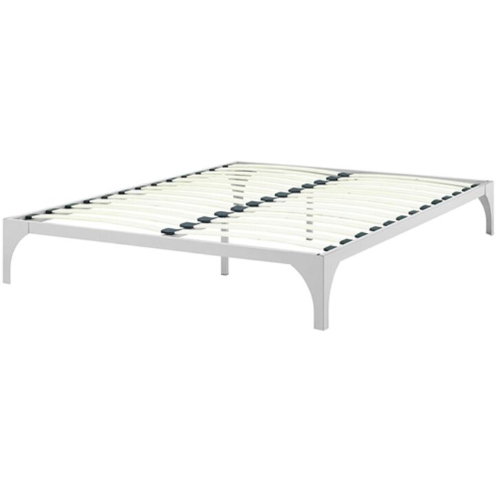QuikFurn King size Modern Metal Platform Bed Frame in Silver Finish with Wood Slats