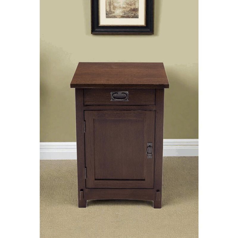 Crafters and Weavers Mission / Arts and Crafts 1 Door, 1 Drawer Nightstand - Walnut