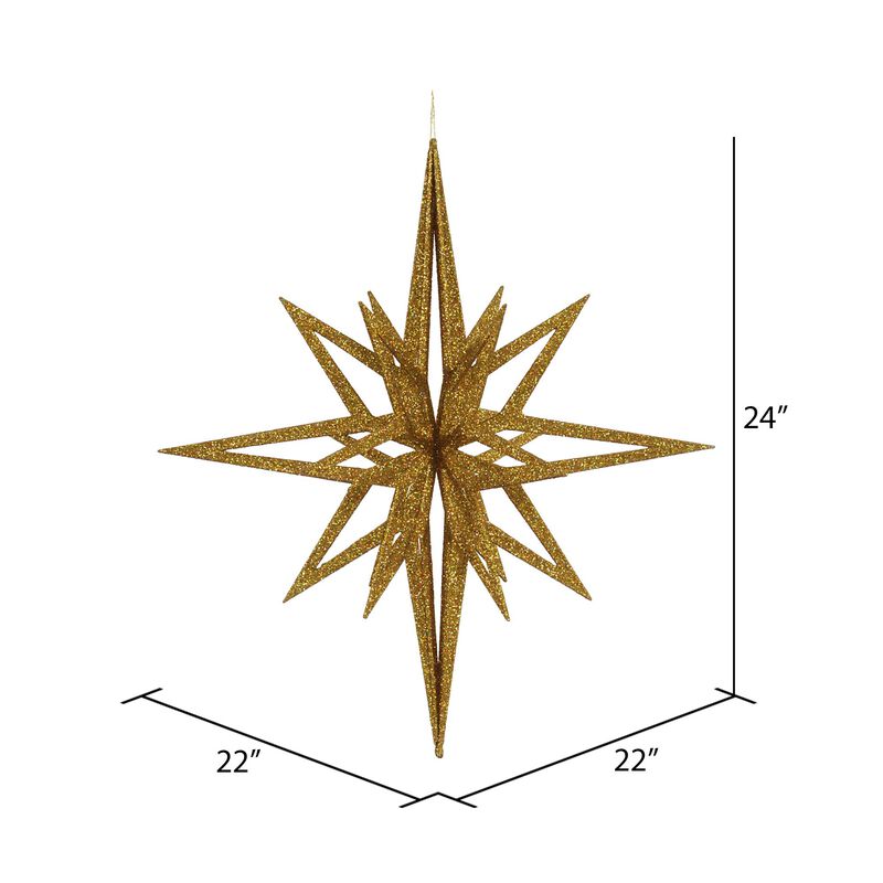 Vickerman 24" Gold 3D Glitter Star image number 1
