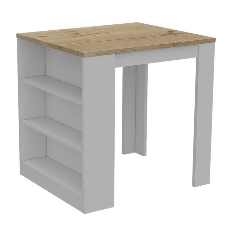 Milos Kitchen Island Table White-Light Oak