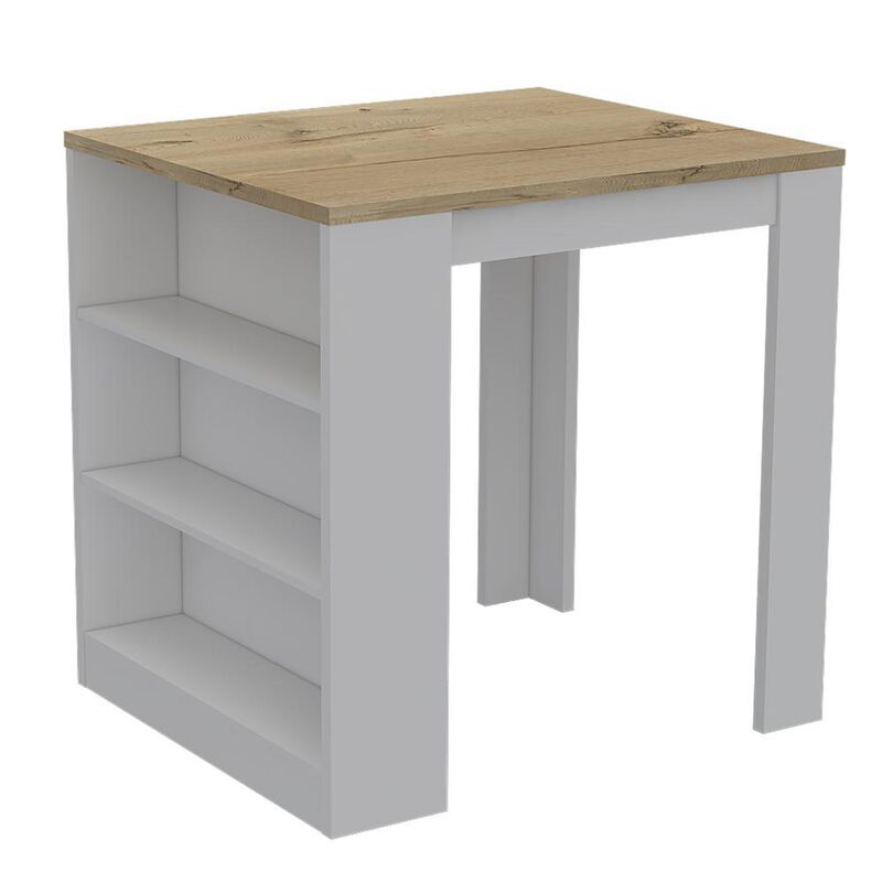 Milos Kitchen Island Table White-Light Oak