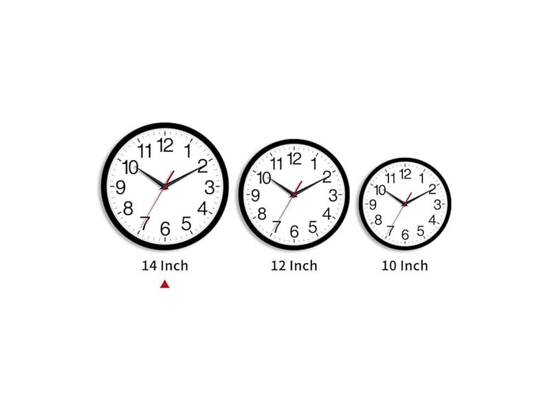 Black Wall Clock 14 Inch Silent Non Ticking Modern Battery Operated image number 1
