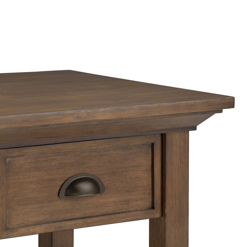 Redmond SOLID WOOD 19 inch Wide Square Transitional End Side Table in Rustic Natural Aged Brown