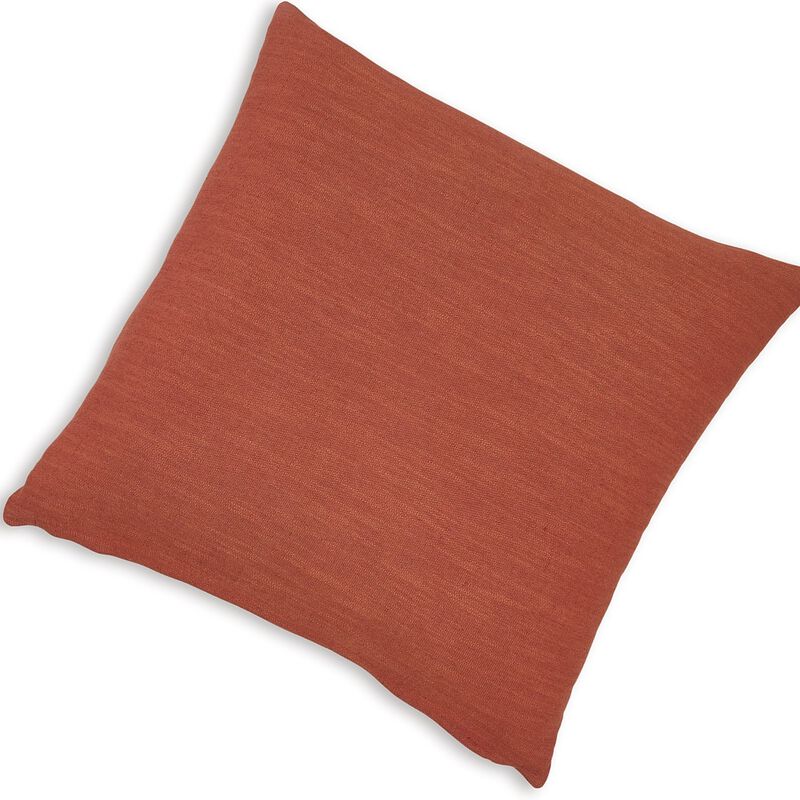 Ina 22 Inch Accent Throw Pillow Set of 4, Square, Rust Brown Cotton Linen - Benzara