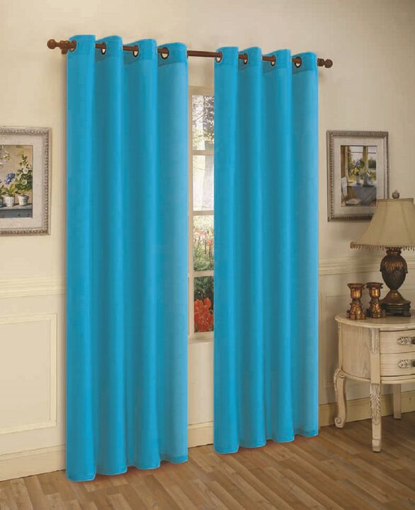 J&V TEXTILES Solid Grommet Faux Silk Window Curtain Drapes Treatment in 84" Length- Set of 2