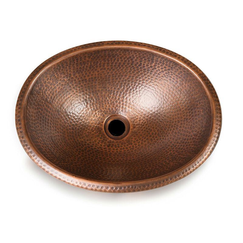 Handmade Hammered Copper Bathroom Sink – Oval Vessel Basin with Antique Finish
