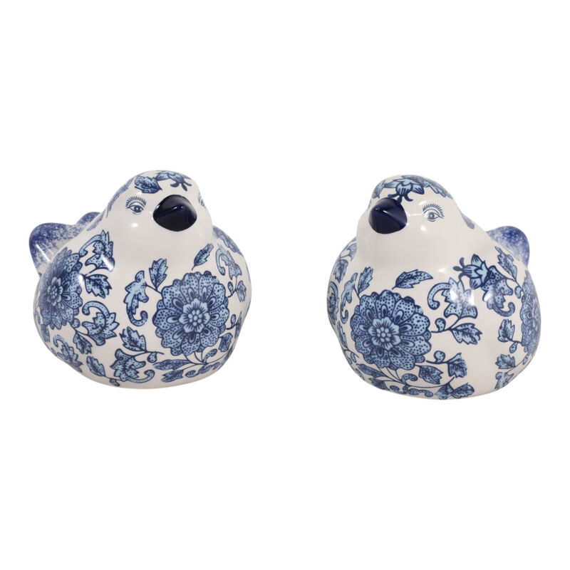 Set of 2 Chinoiserie Birds in Blue image number 0