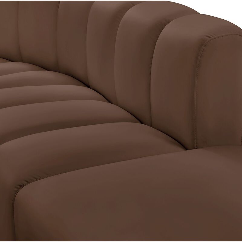 Meridian Furniture Arc Brown Vegan Leather Modular Sofa