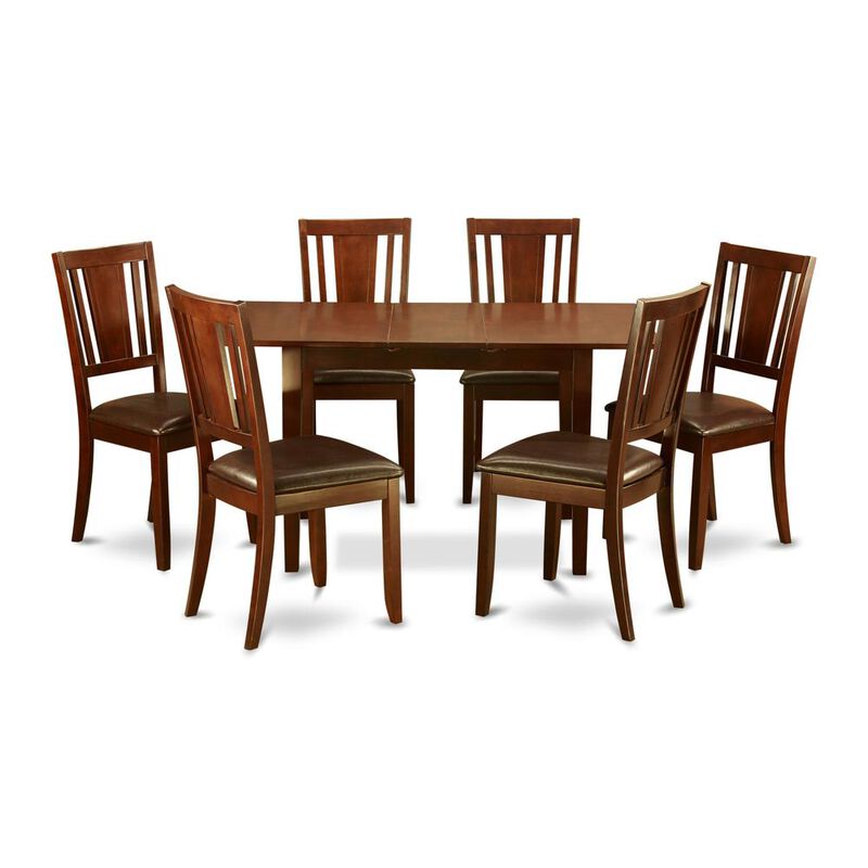 7 Pc Kitchen Tables set - Table with Leaf and 6 Dining Chairs