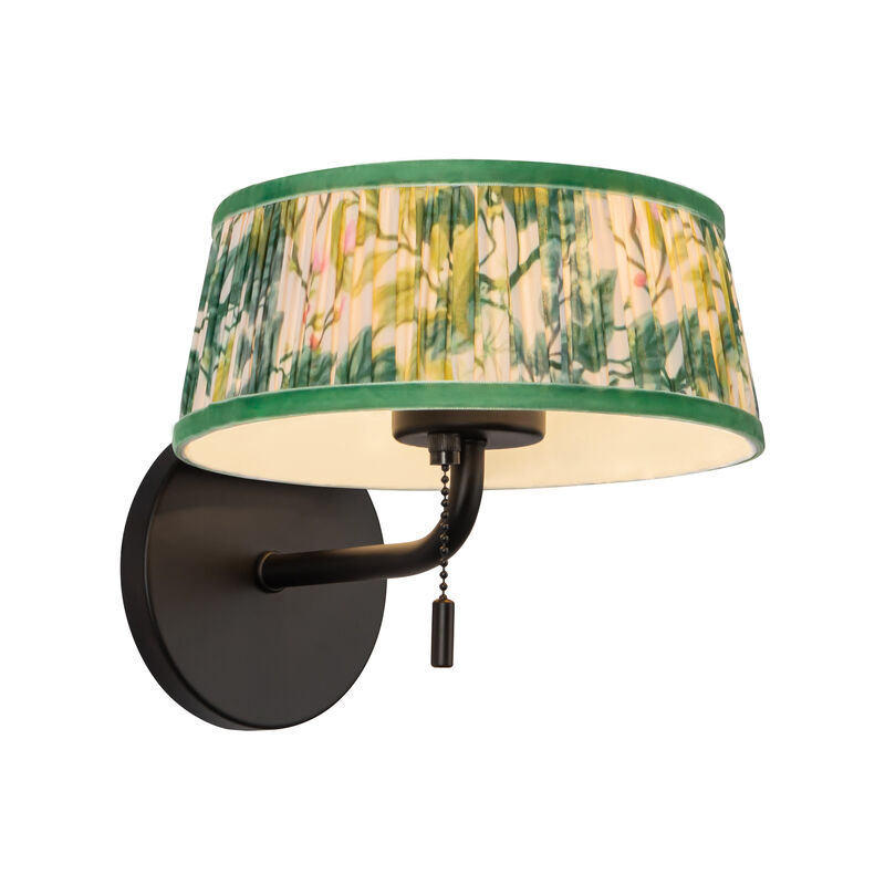 Scout 7-in Damp-Rated Wall/Vanity Light with Patterned Pleated Linen Shade image number 3