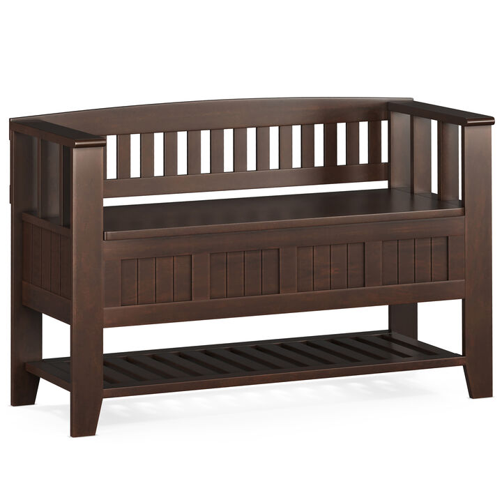 Simpli Home Acadian Entryway Storage Bench with Shelf