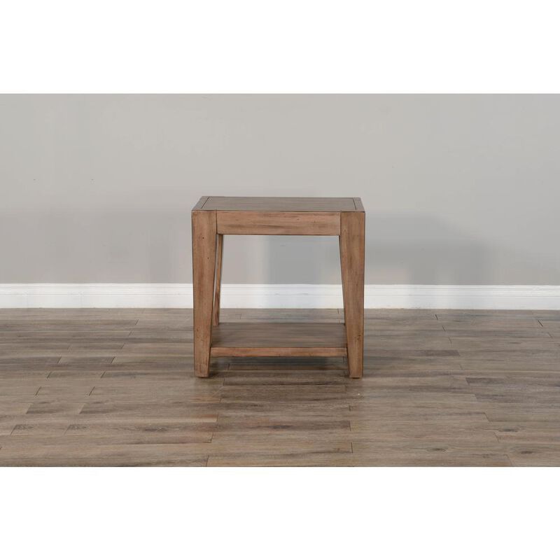 Sunny Designs Doe Valley 25 Mid-Century Wood Chair Side Table in Taupe Brown