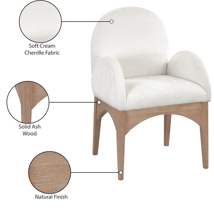 Meridian Furniture Waldorf Cream Chenille Fabric Dining Chair