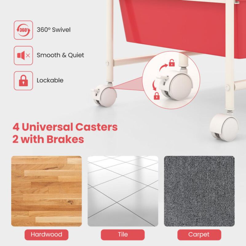 Hivvago 9-Drawer Rolling Storage Cart with Colorful Drawers and Metal Frame