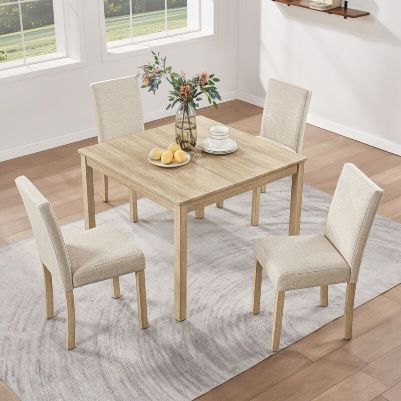 5 Piece Dining Table Set with 4 Chairs, square wooden dining table set for kitchen, dining table set for 4, modern dining furniture set image number 3