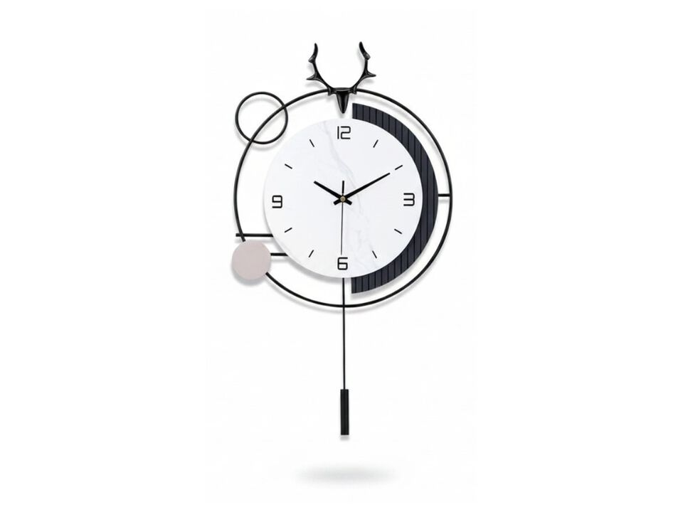 25" x 13" Decorative Silent Quartz Pendulum Wall Clock - Battery Operated for Living Room & Kitchen